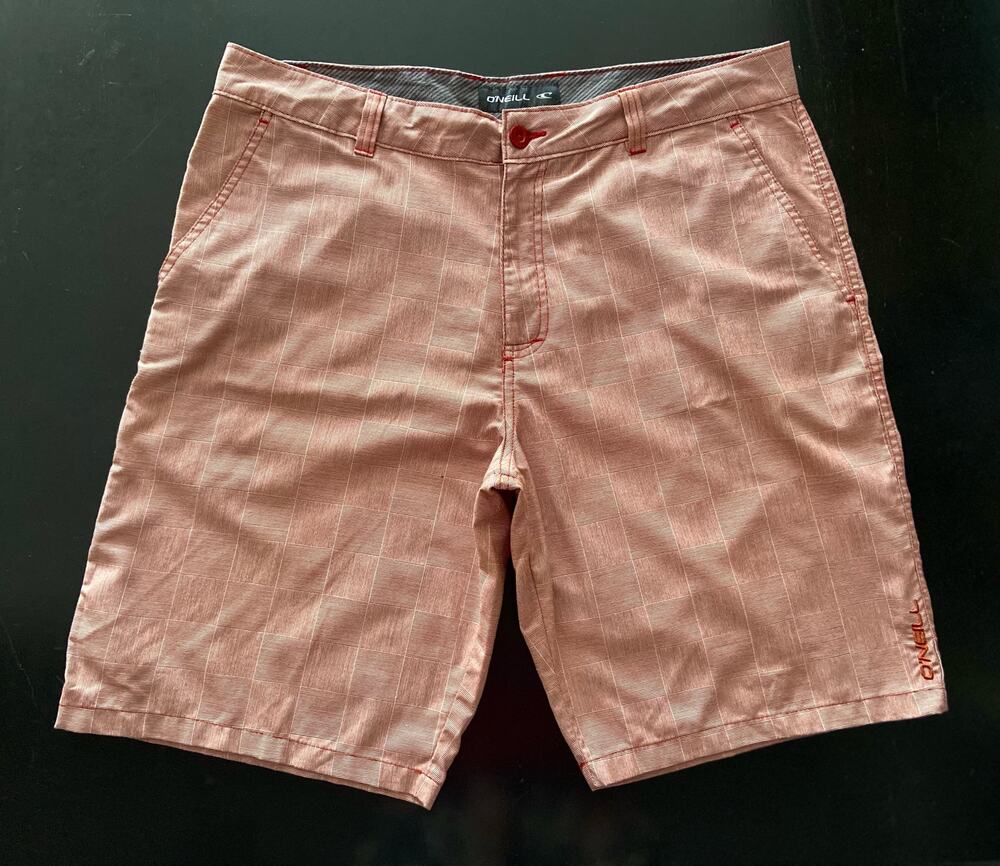 ONEILL Pink/White Checkered Flat Front Shorts sz 36